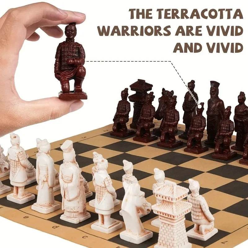 High Quality Large 3D Terra-Cotta Resin Chess Set with Antique Finish for Creative Game Enthusiasts - ToylandEU