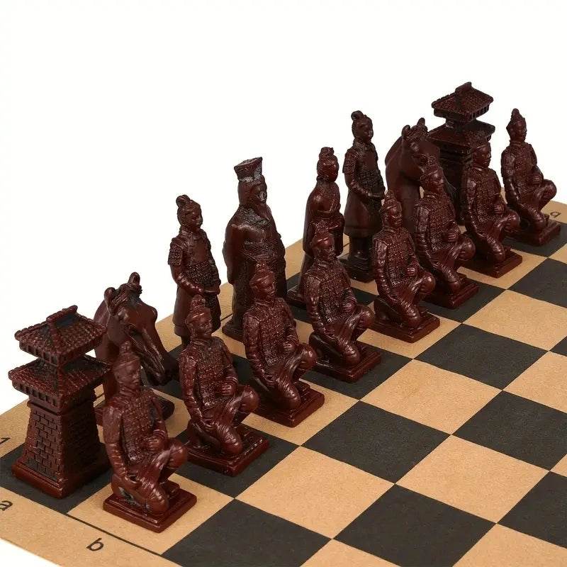 High Quality Large 3D Terra-Cotta Resin Chess Set with Antique Finish for Creative Game Enthusiasts - ToylandEU