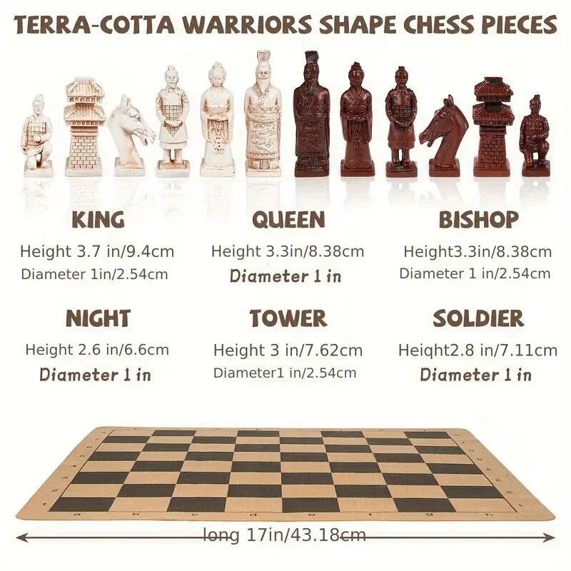 High Quality Large 3D Terra-Cotta Resin Chess Set with Antique Finish for Creative Game Enthusiasts - ToylandEU