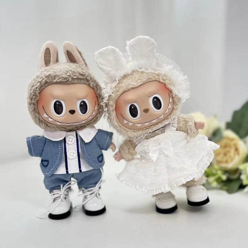 High-Quality Mini Plush Doll Clothes Labubu Shark Onesie Outfit for 17cm Kpop Idol Dolls - ToylandEU