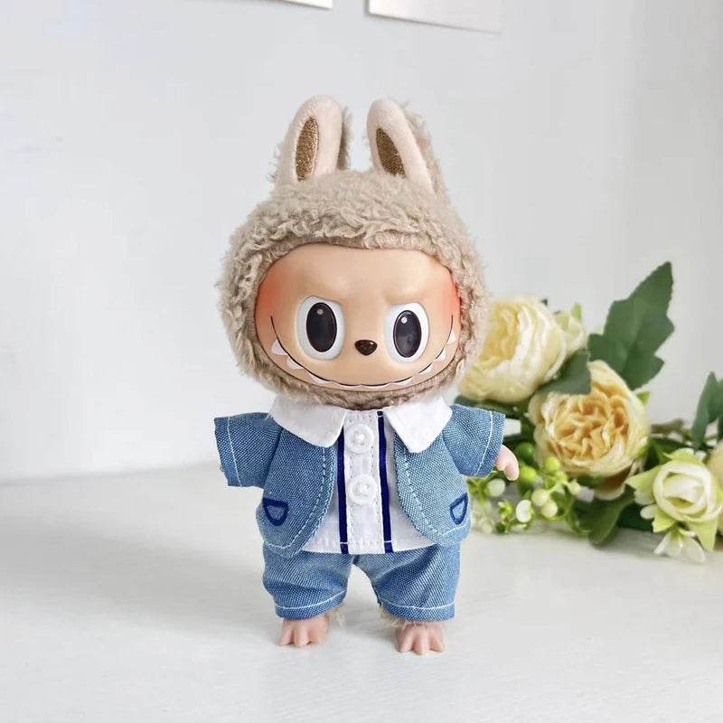 High-Quality Mini Plush Doll Clothes Labubu Shark Onesie Outfit for 17cm Kpop Idol Dolls - ToylandEU