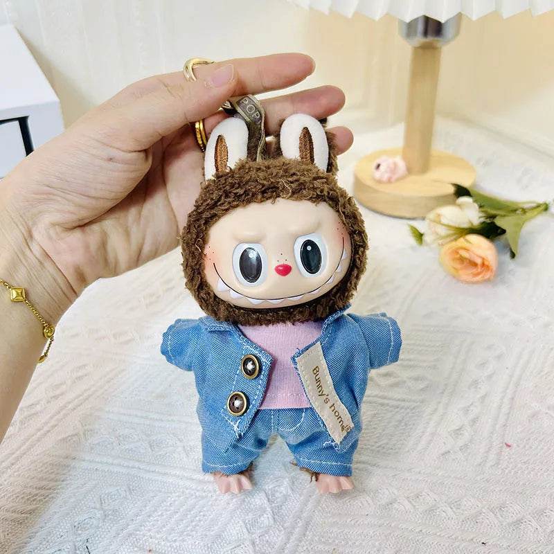 High-Quality Mini Plush Doll Clothes Labubu Shark Onesie Outfit for 17cm Kpop Idol Dolls - ToylandEU