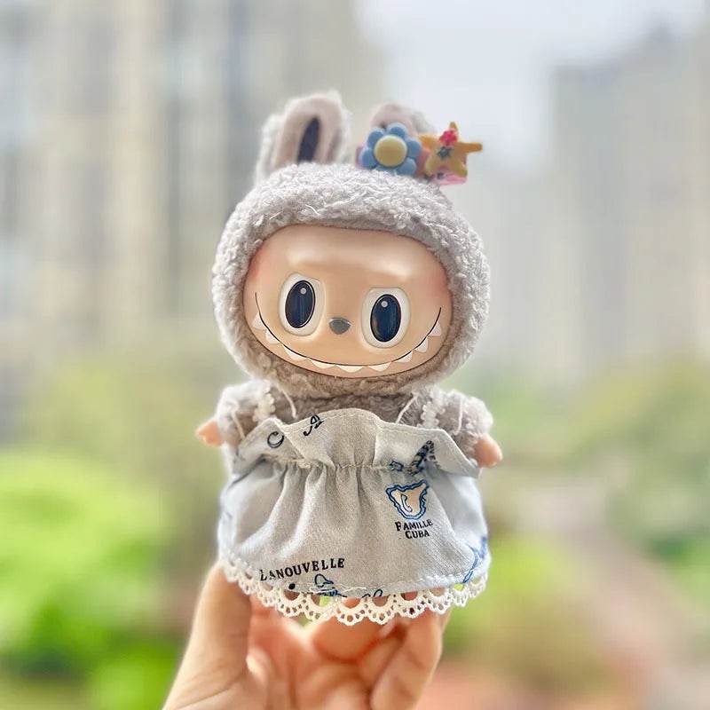 High-Quality Mini Plush Doll Clothes Labubu Shark Onesie Outfit for 17cm Kpop Idol Dolls - ToylandEU