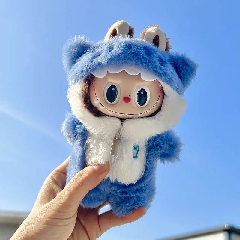 High-Quality Mini Plush Doll Clothes Labubu Shark Onesie Outfit for 17cm Kpop Idol Dolls - ToylandEU