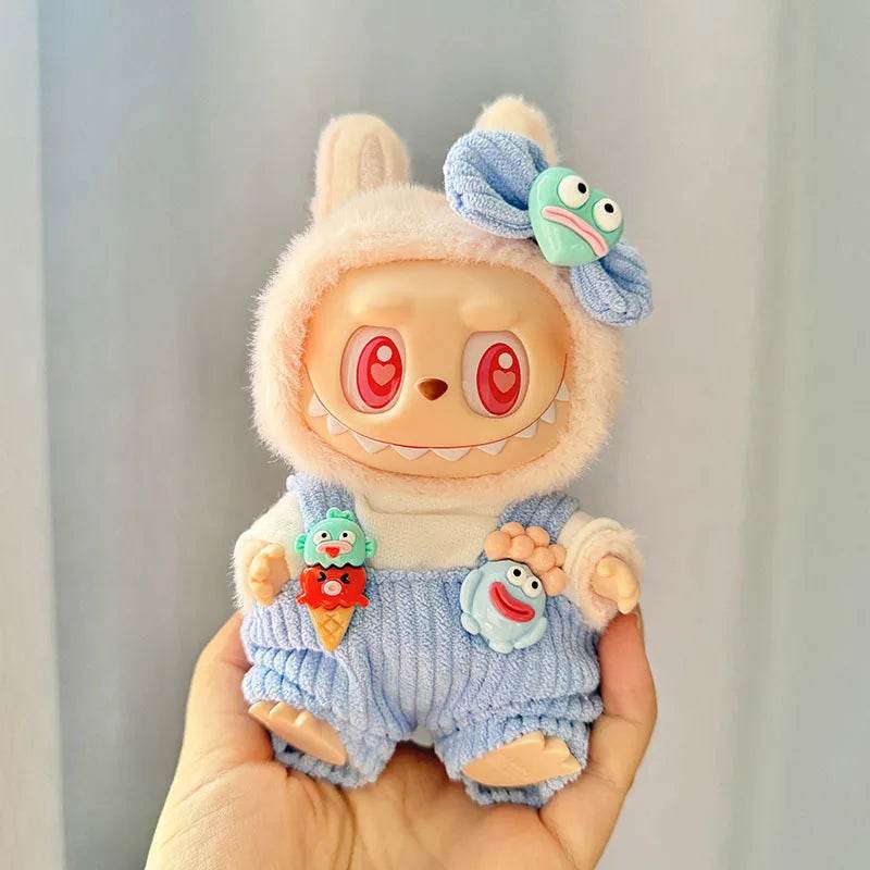 High-Quality Mini Plush Doll Clothes Labubu Shark Onesie Outfit for 17cm Kpop Idol Dolls - ToylandEU