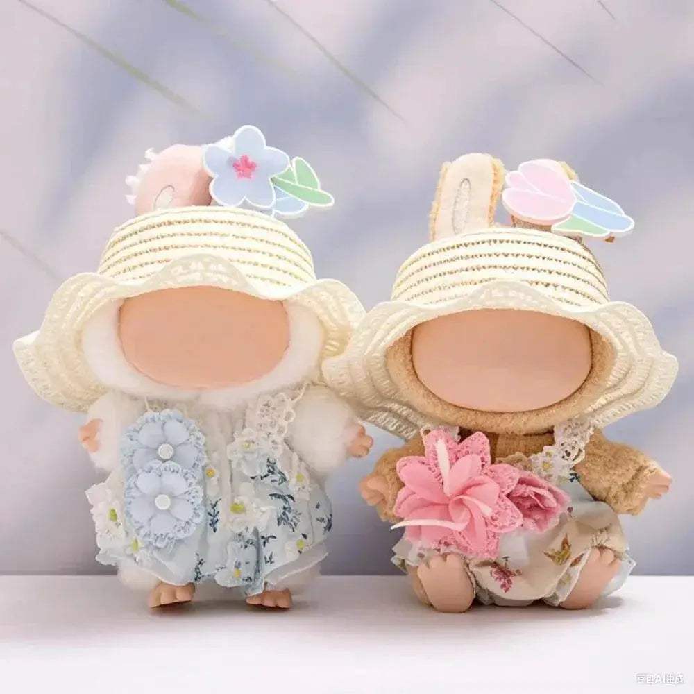 High-Quality Plush Doll Clothing Set with Blue Flower Skirt and Straw Hat for Labubu Plush Toys Ages 0-14 Years Labubu - ToylandEU