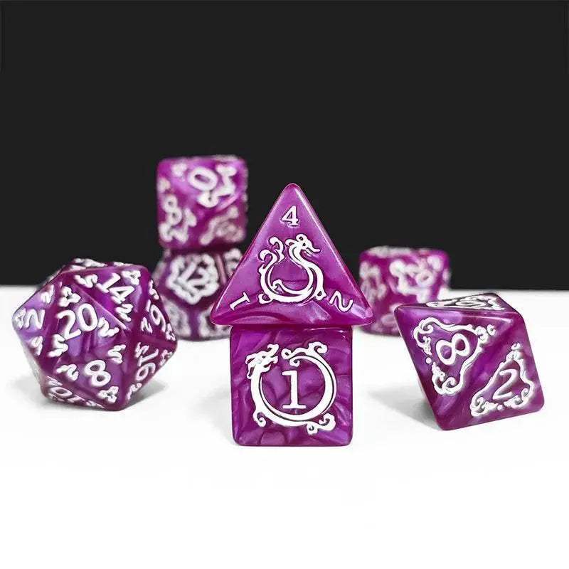 High Quality Polyhedral Dice Set with Dragon Pattern for Dungeons and Dragons Tabletop Games - ToylandEU