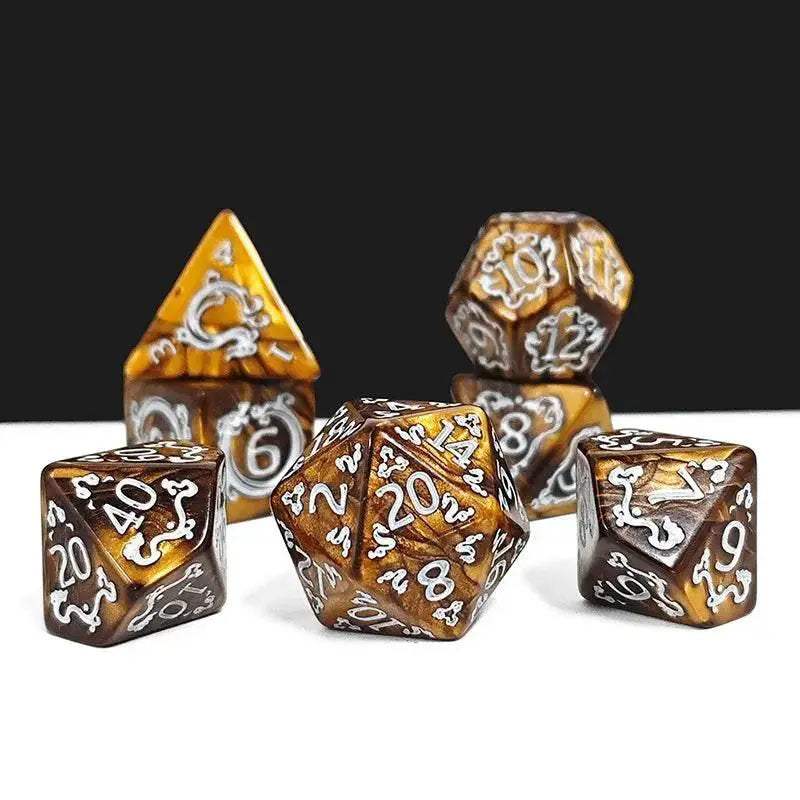 High Quality Polyhedral Dice Set with Dragon Pattern for Dungeons and Dragons Tabletop Games - ToylandEU