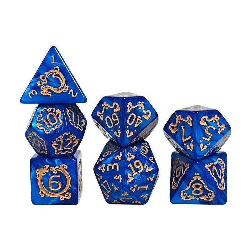 High Quality Polyhedral Dice Set with Dragon Pattern for Dungeons and Dragons Tabletop Games - ToylandEU