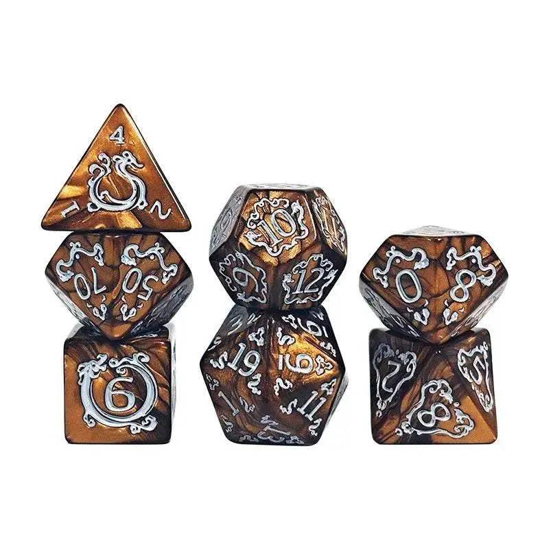 High Quality Polyhedral Dice Set with Dragon Pattern for Dungeons and Dragons Tabletop Games - ToylandEU