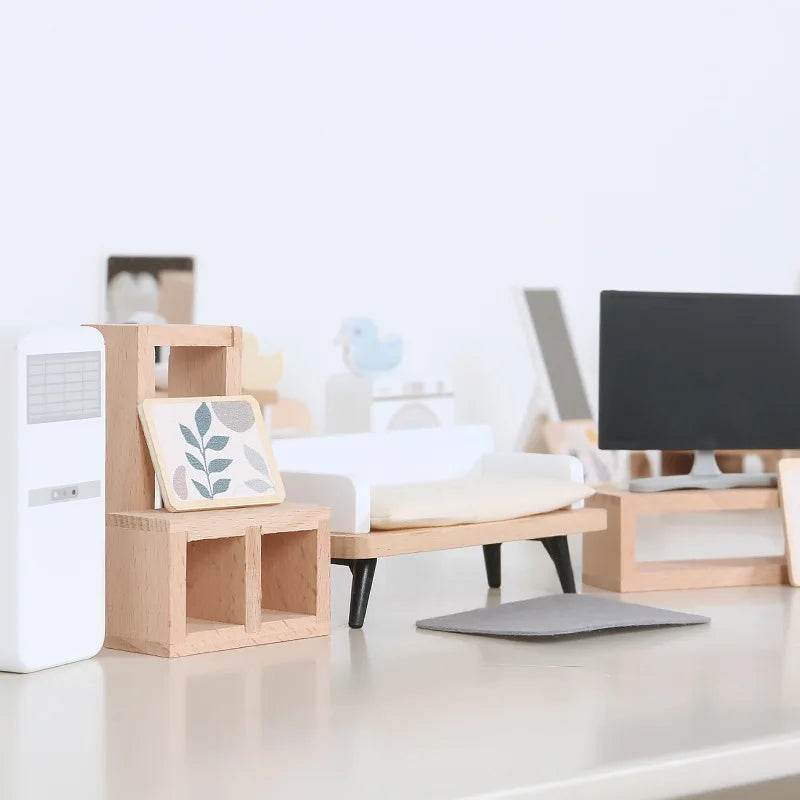 High-Quality Wooden Dollhouse Furniture Set Miniature Bedroom and Kitchen Accessories for Kids Aged 3 to 6 - ToylandEU