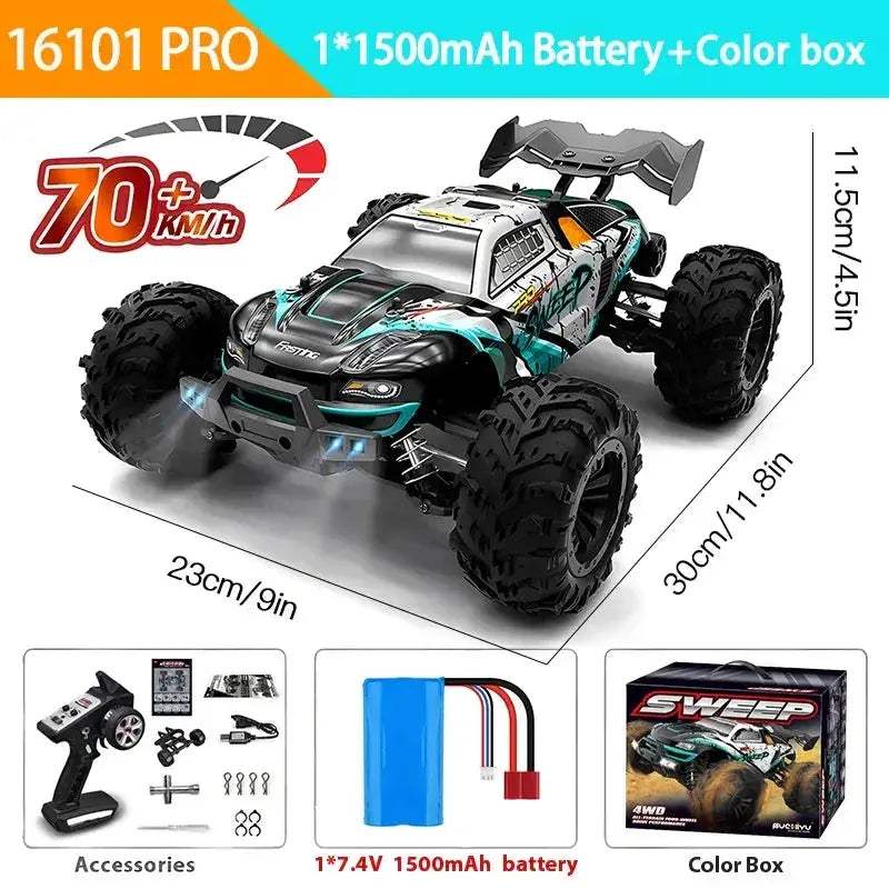 High Speed 4x4 RC Car With LED Remote Control Durable - ToylandEU