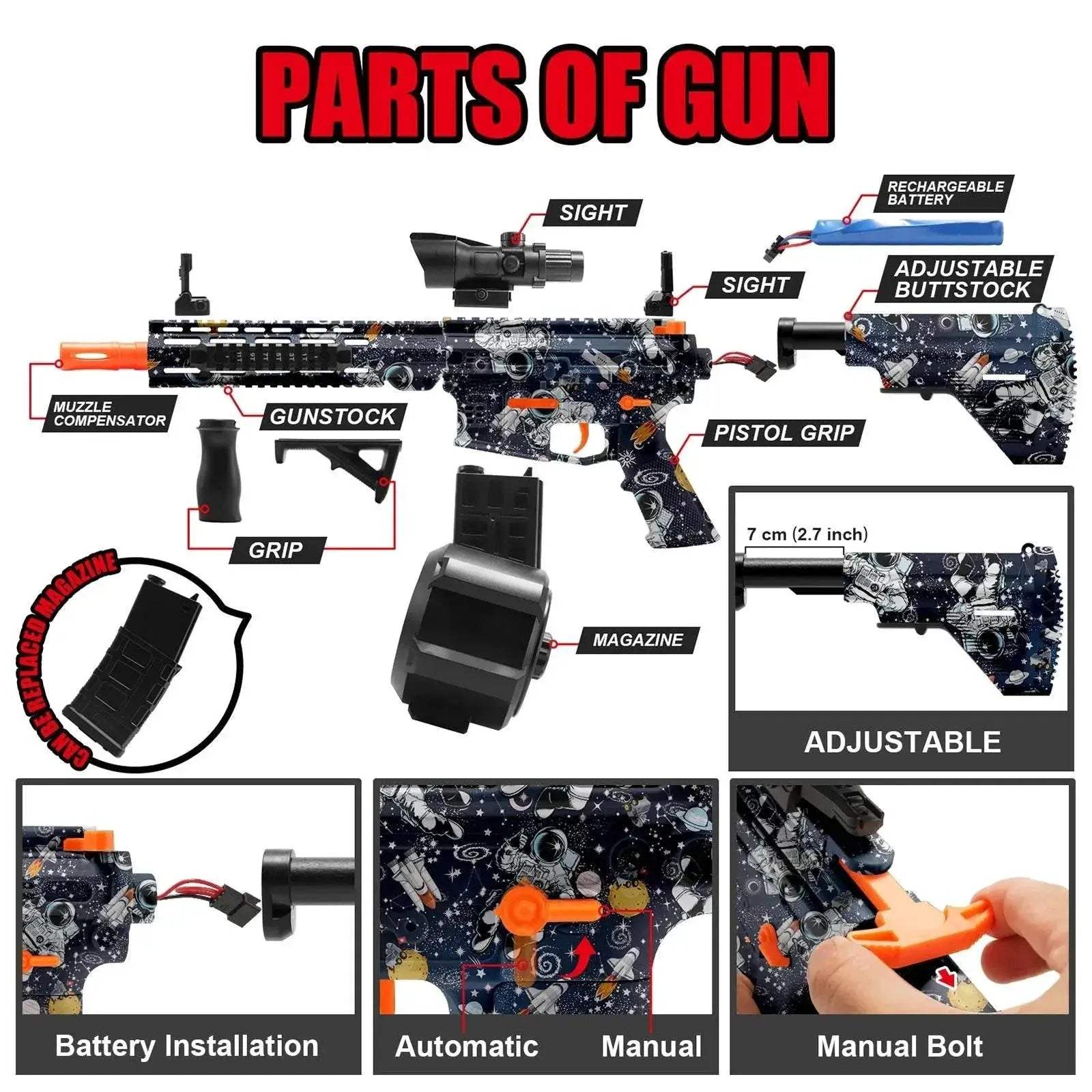 High Speed M416 Electric Gel Balls Gun Toys for Outdoor Games - ToylandEU