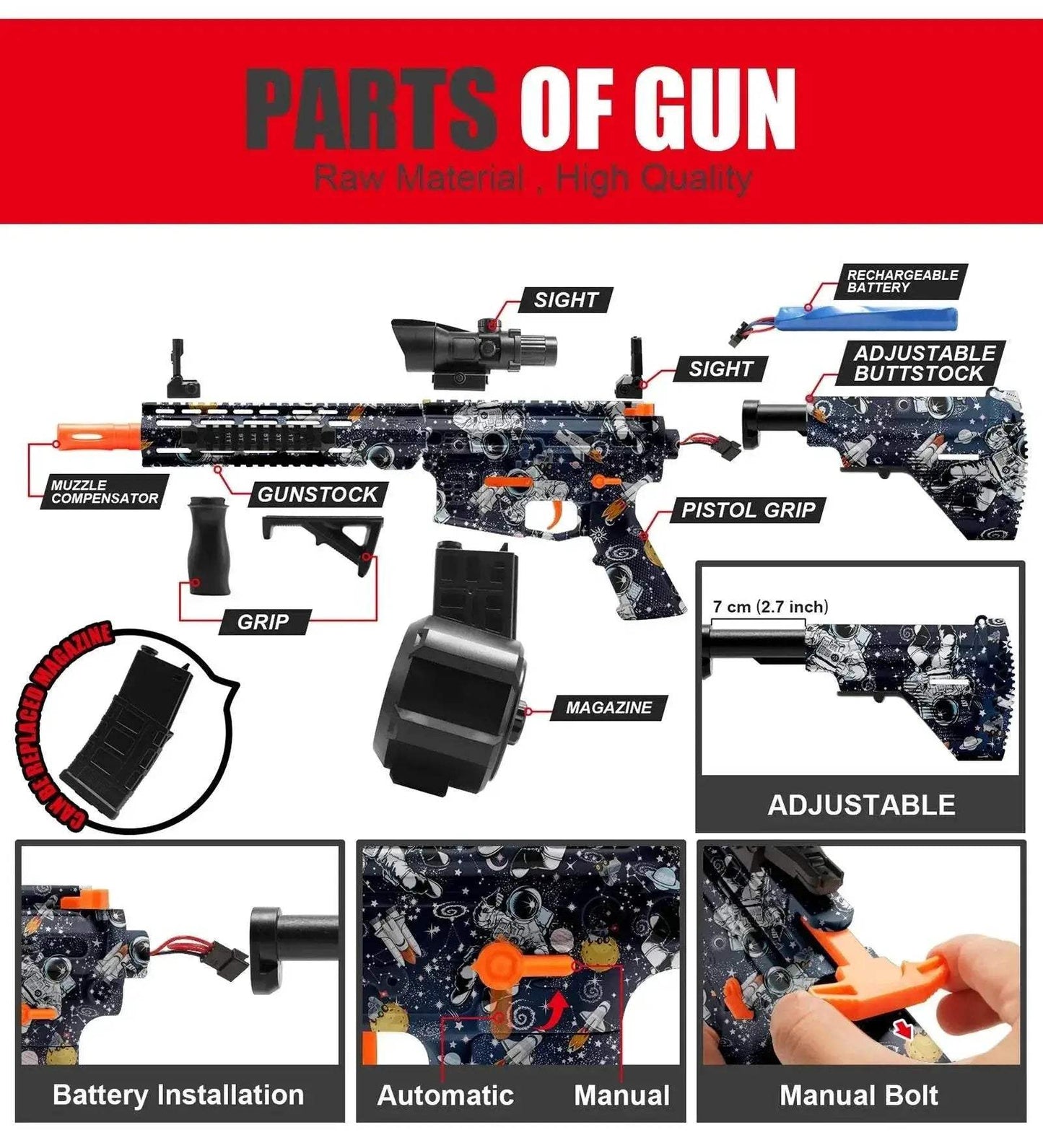 High Speed M416 Electric Gel Balls Gun Toys for Outdoor Games - ToylandEU