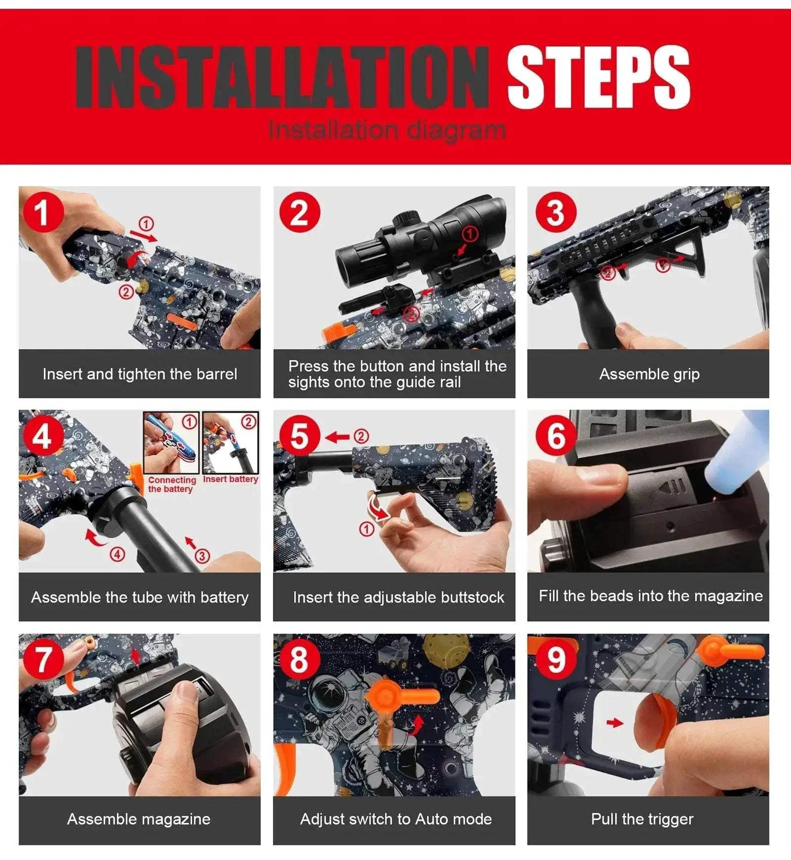 High Speed M416 Electric Gel Balls Gun Toys for Outdoor Games - ToylandEU