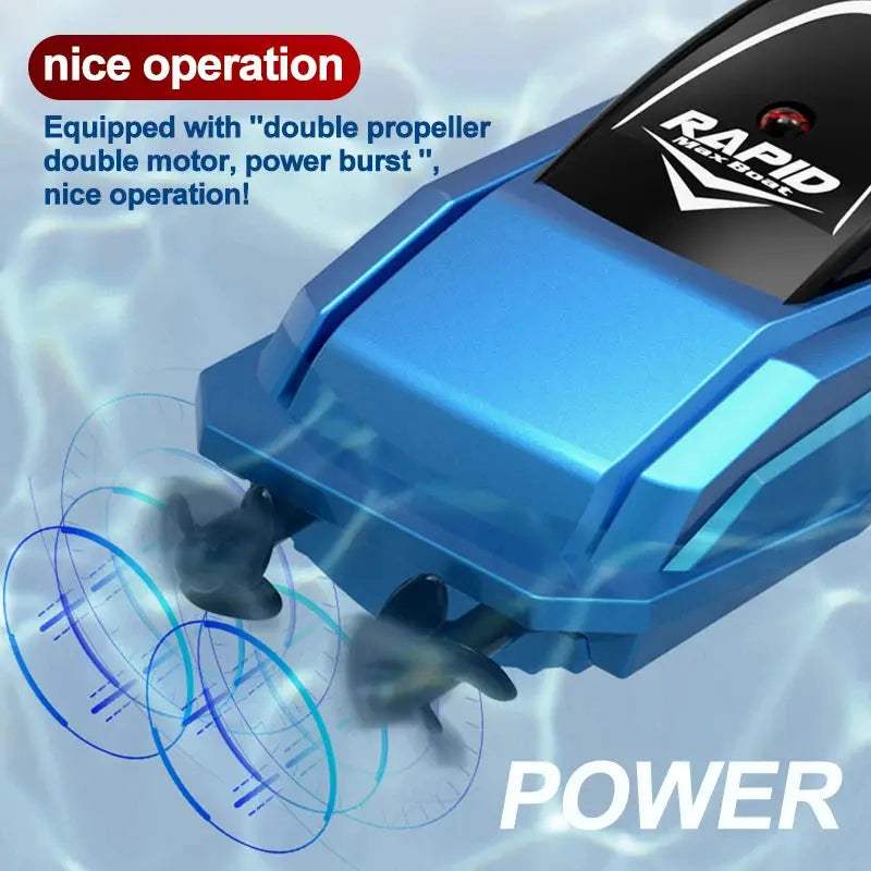 High Speed RC Boat With LED Lights Remote Control Toy - ToylandEU