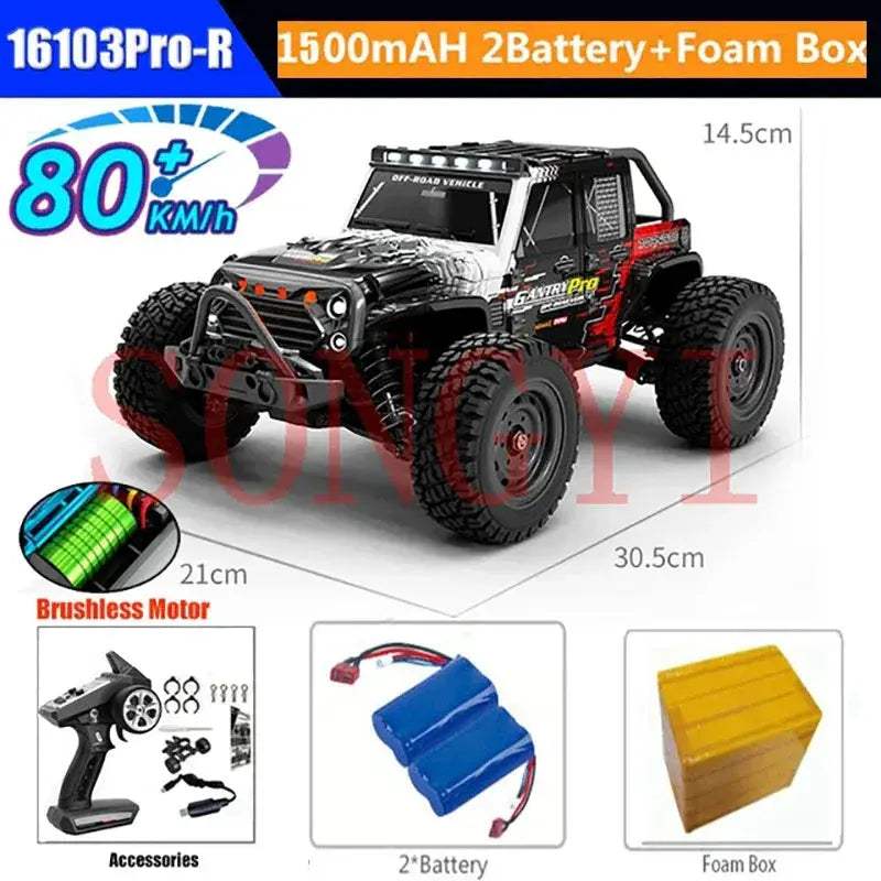 High Speed RC Monster Truck 4WD With LED Lights Waterproof - ToylandEU