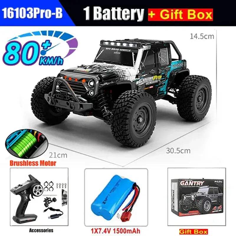High Speed RC Monster Truck 4WD With LED Lights Waterproof - ToylandEU