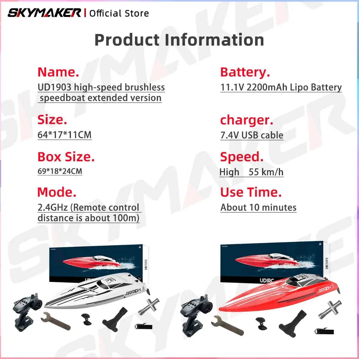 High Speed RC Speedboat With Brushless Motor 2 4GHz Remote - ToylandEU