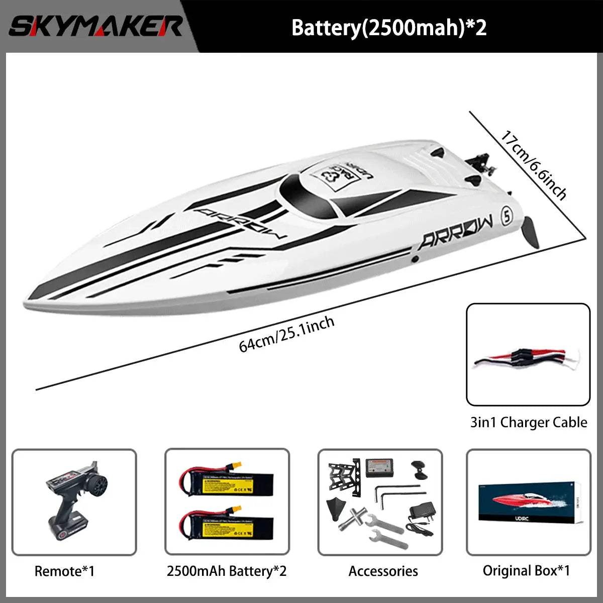 High Speed RC Speedboat With Brushless Motor 2 4GHz Remote - ToylandEU