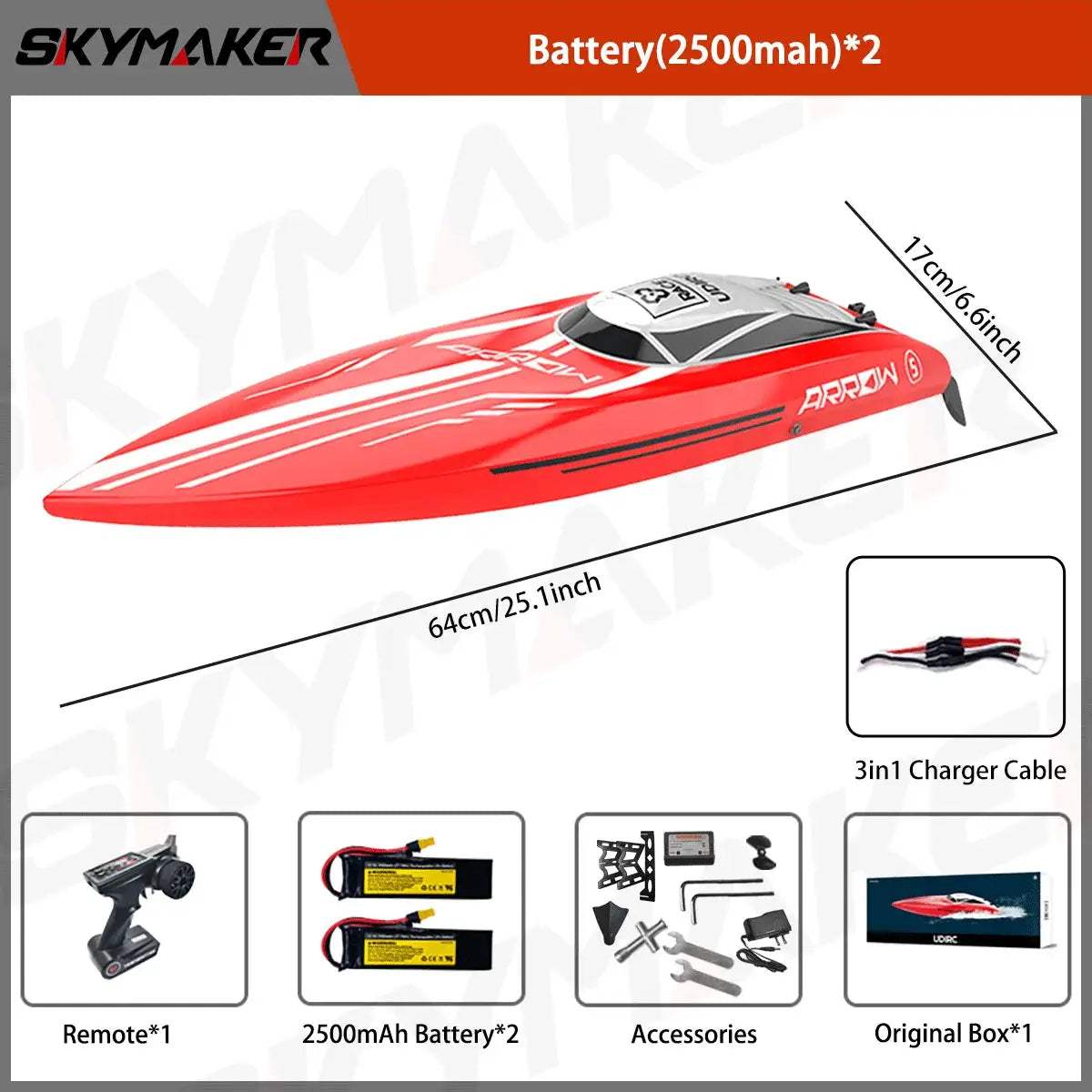 High Speed RC Speedboat With Brushless Motor 2 4GHz Remote - ToylandEU