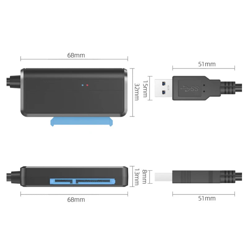 High-Speed USB 3.0 to SATA Adapter for 2.5" HDD/SSD - 6Gbps Transfer - ToylandEU