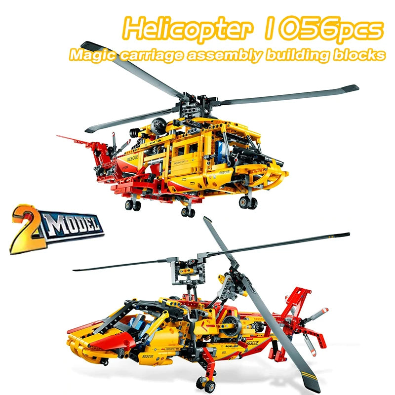 High Tech Building Blocks Rescue Helicopter Model Compatible With Lego For Children - ToylandEU