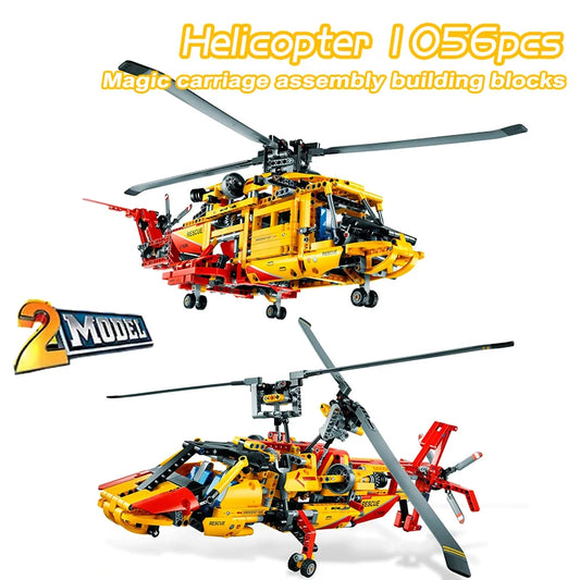 High Tech Building Blocks Rescue Helicopter Model Compatible With Lego For Children - ToylandEU