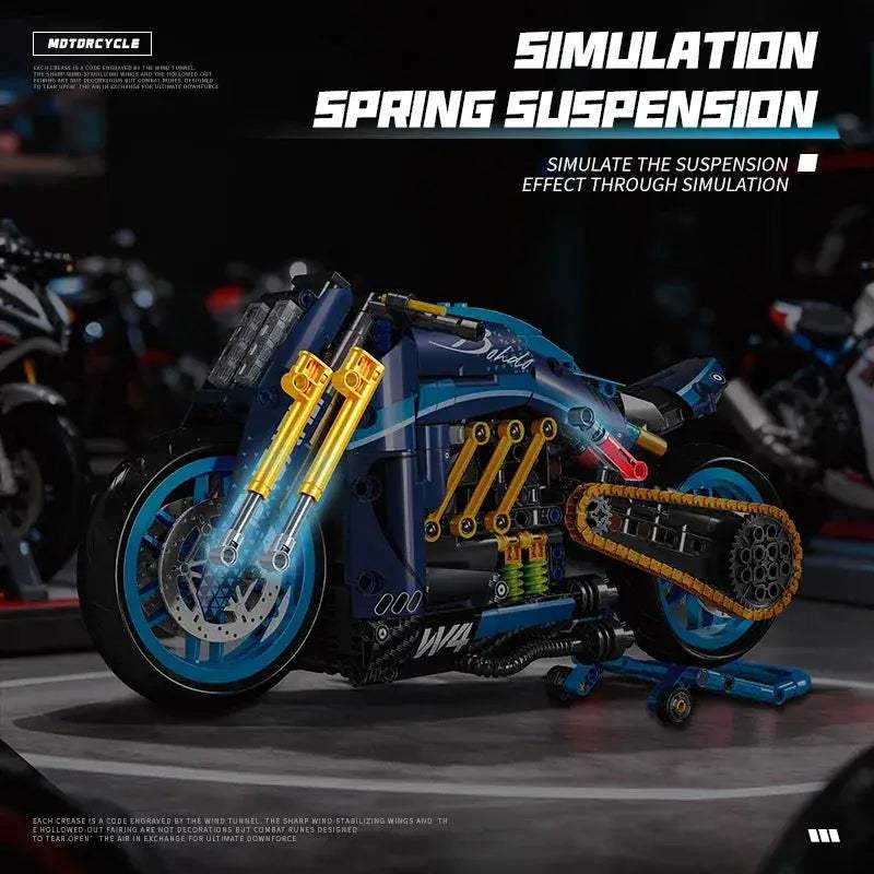 High Tech Motorbike Building Blocks Scale Model Kit For Adults - ToylandEU