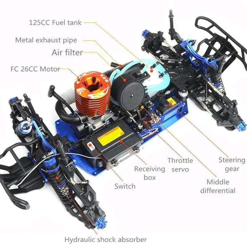  HighSpeed 4WD RC Car with Hydraulic Shock Absorber and Remote Control  -  ToylandEU™