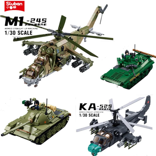 Highly Detailed Building Block Set Military Tank Transport Helicopter Gunship For Ages 12 And Up - ToylandEU