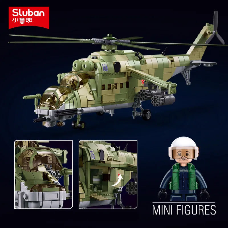 Highly Detailed Building Block Set Military Tank Transport Helicopter Gunship For Ages 12 And Up - ToylandEU