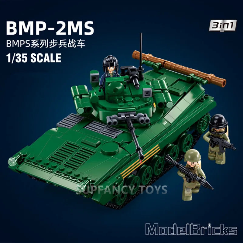 Highly Detailed Building Block Set Military Tank Transport Helicopter Gunship For Ages 12 And Up - ToylandEU