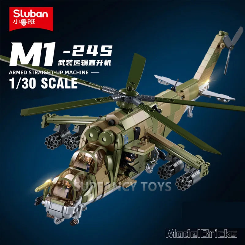 Highly Detailed Building Block Set Military Tank Transport Helicopter Gunship For Ages 12 And Up - ToylandEU