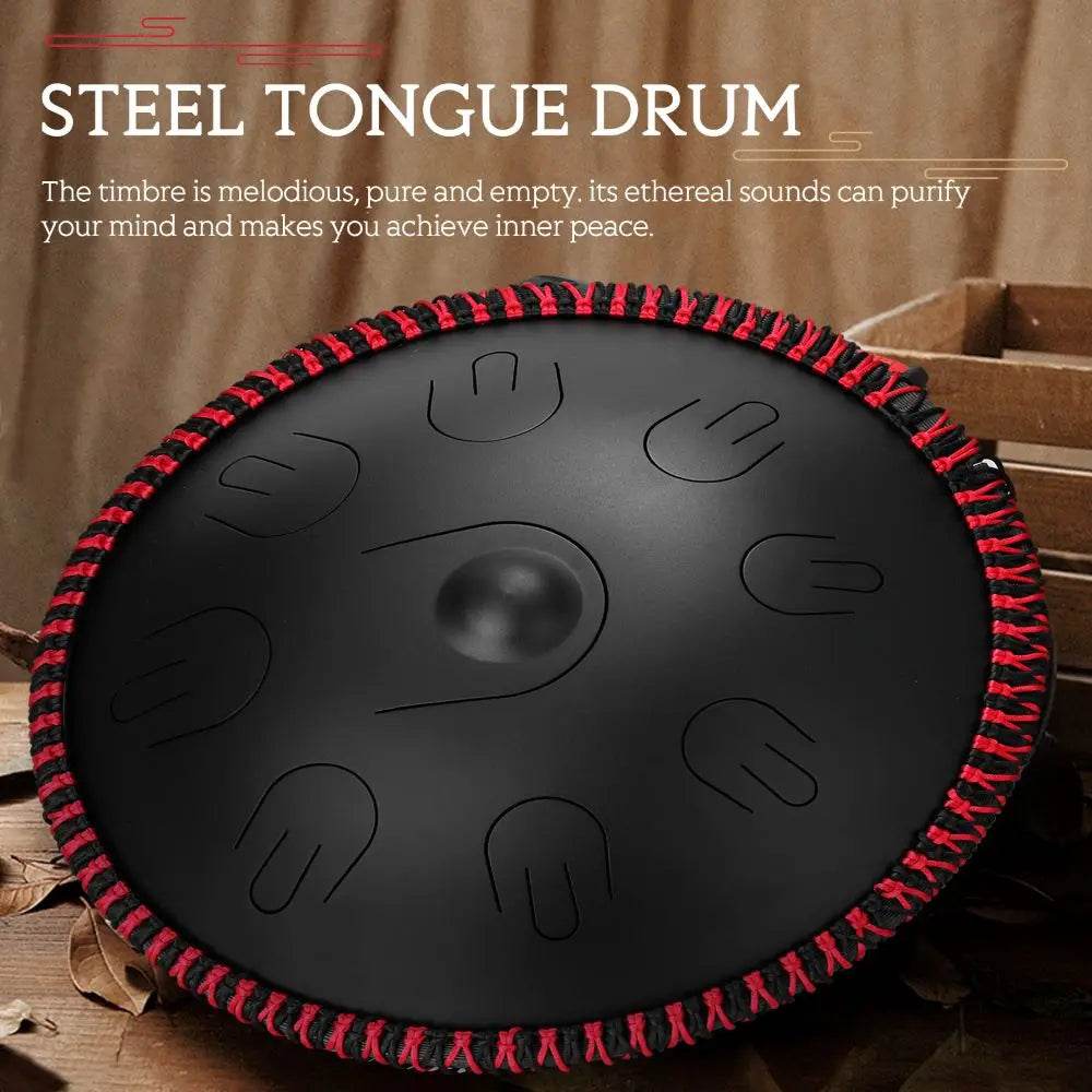 Hluru Music Drum 9 Notes Handpan 14 Inch D Minor Steel Tongue Drum Yoga Meditation Percussion Instrument - ToylandEU