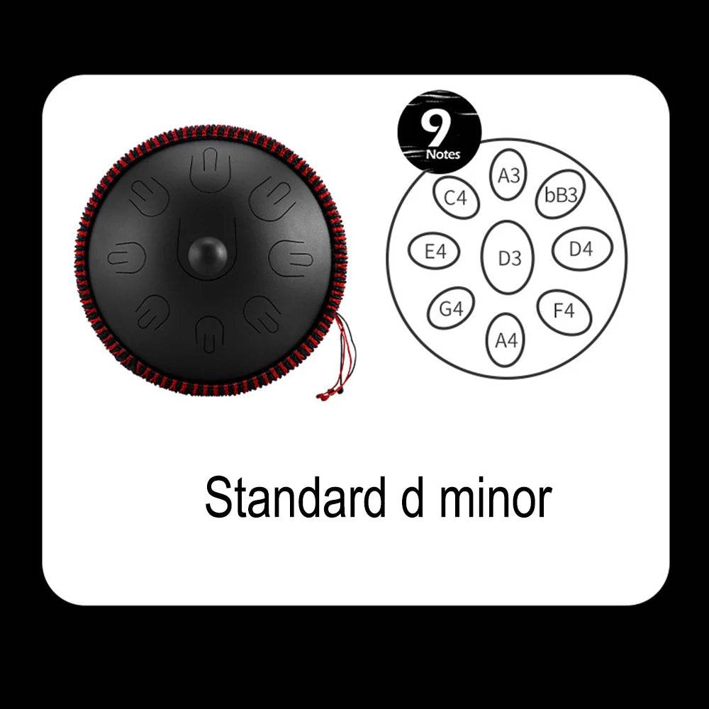 Hluru Music Drum 9 Notes Handpan 14 Inch D Minor Steel Tongue Drum Yoga Meditation Percussion Instrument - ToylandEU