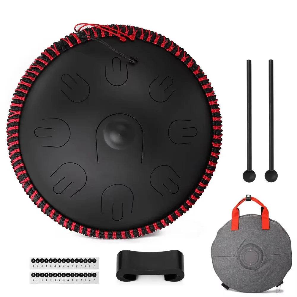 Hluru Music Drum 9 Notes Handpan 14 Inch D Minor Steel Tongue Drum Yoga Meditation Percussion Instrument - ToylandEU