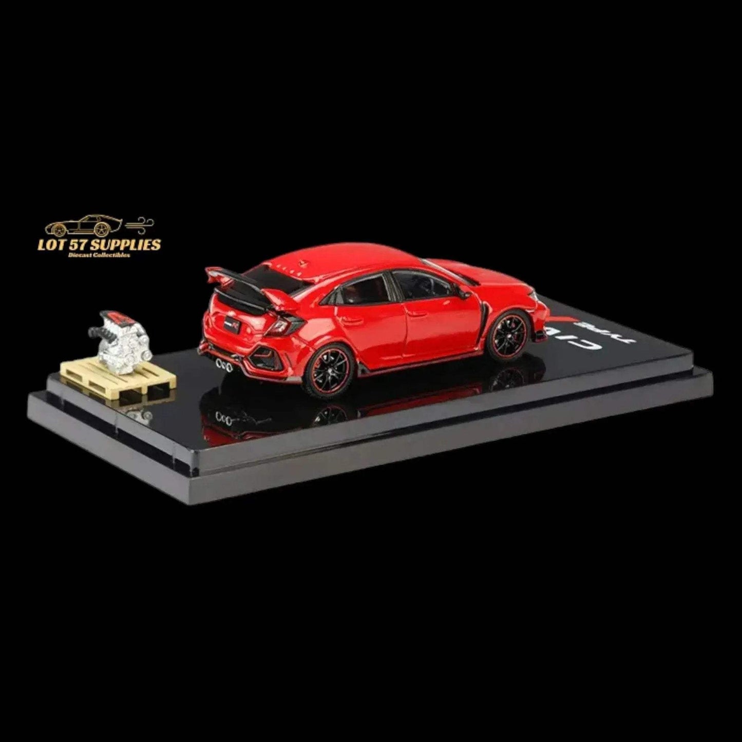 Hobby Japan 2017 Honda Civic Type R FK8 Flame Red With Engine Model Display 1:64 HJ641055AR - ToylandEU