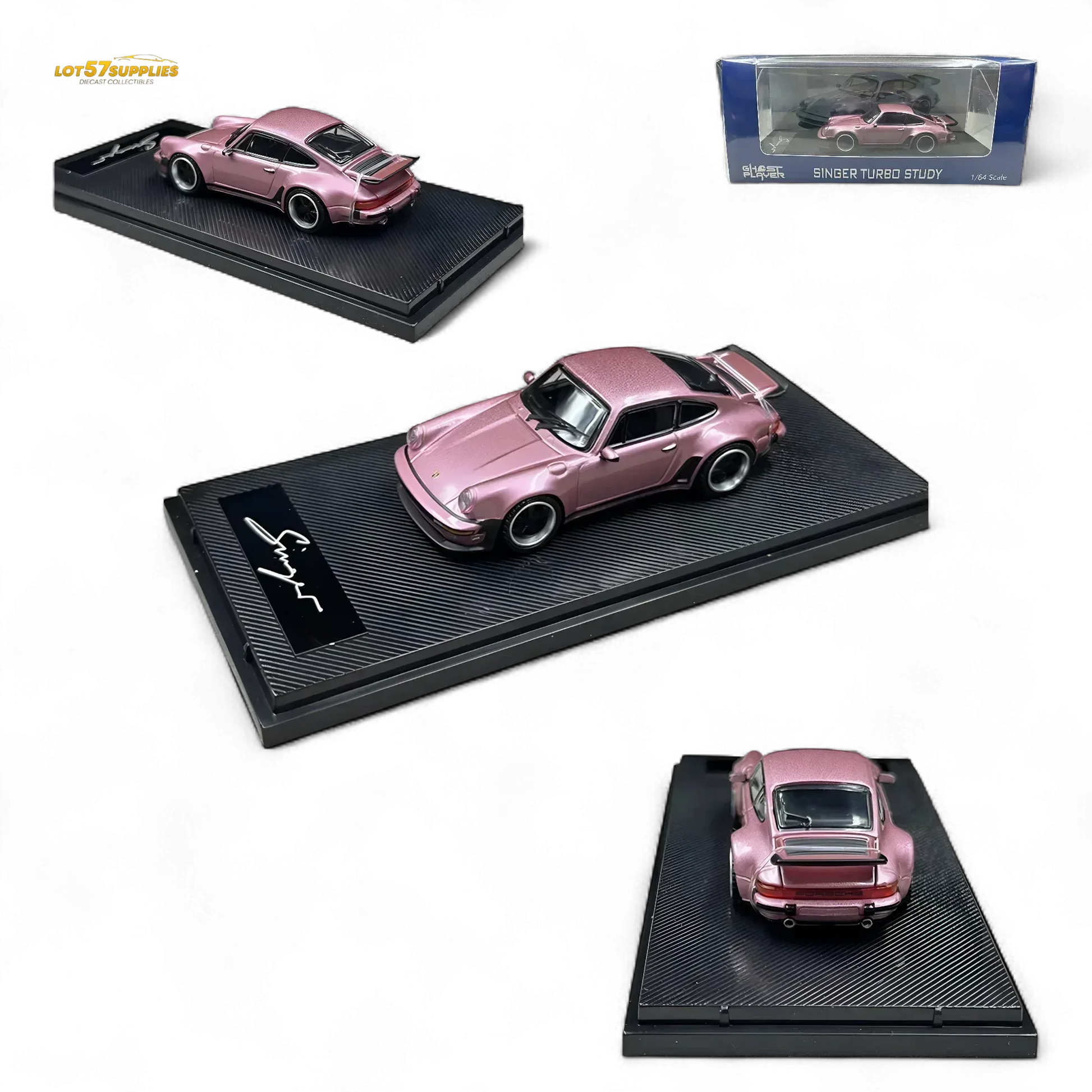 HobbyFans Porsche Singer 930 Turbo Study Ghost Player Custom Pink 1:64 - ToylandEU