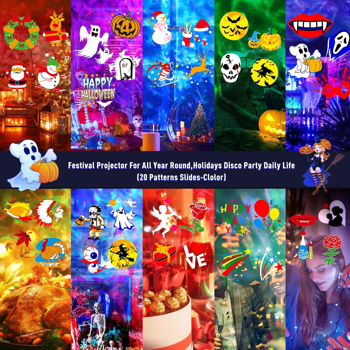Holiday Projector Lights | Dual Moving Patterns | Toylandeu™