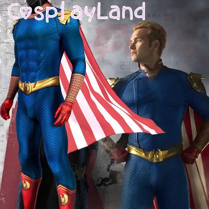  Homelander Cosplay Costume Jumpsuit With Cloak 