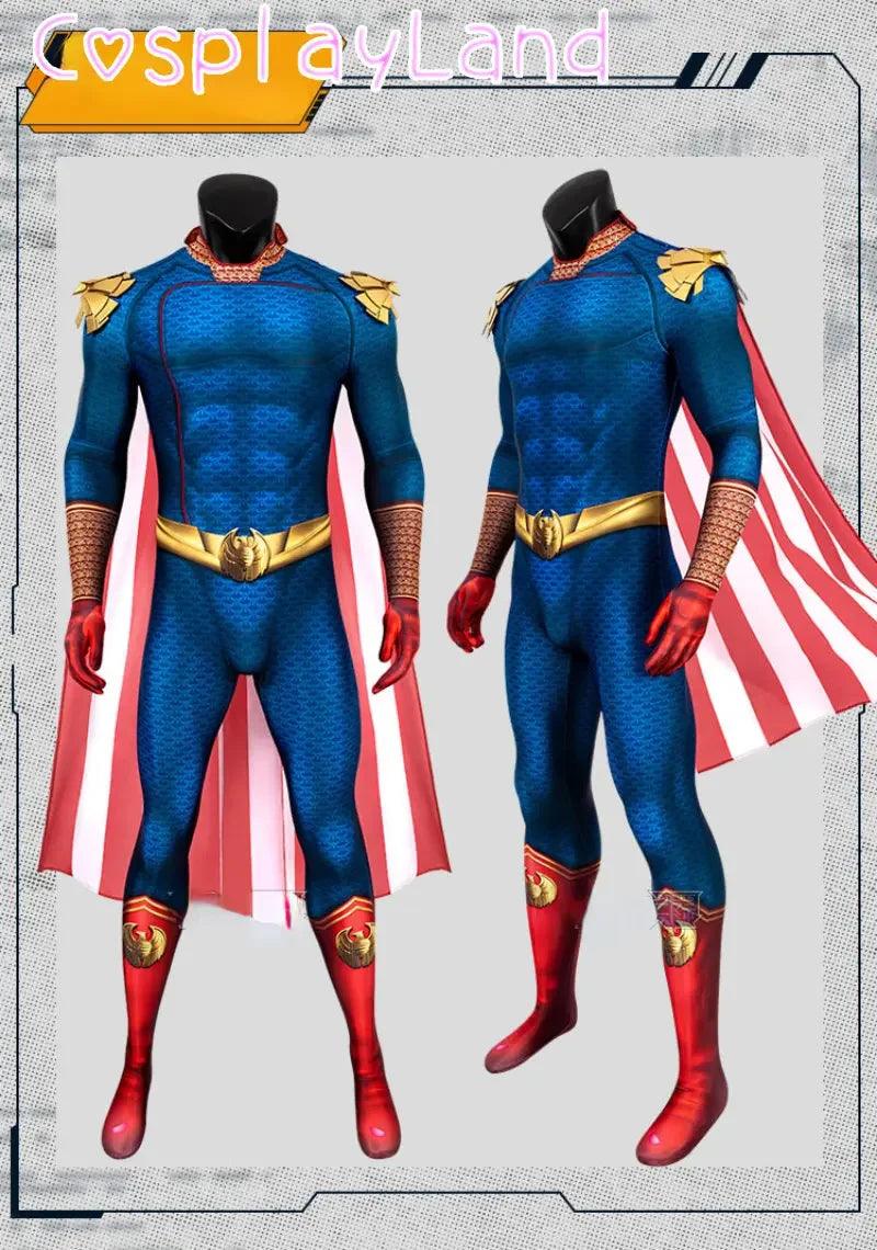  Homelander Cosplay Costume Jumpsuit With Cloak 