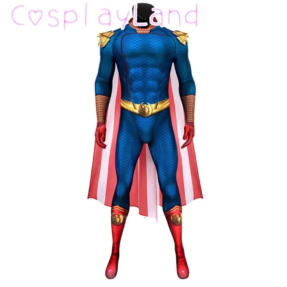  Homelander Cosplay Costume Jumpsuit With Cloak 