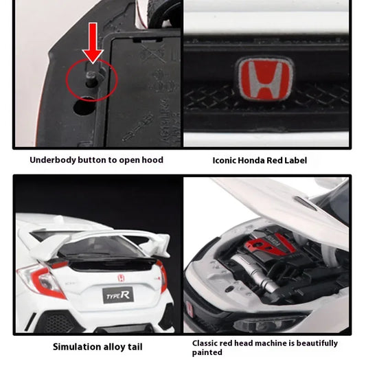 Honda Civic Type R Diecast Model Car With Sound And Light For Collectors - ToylandEU