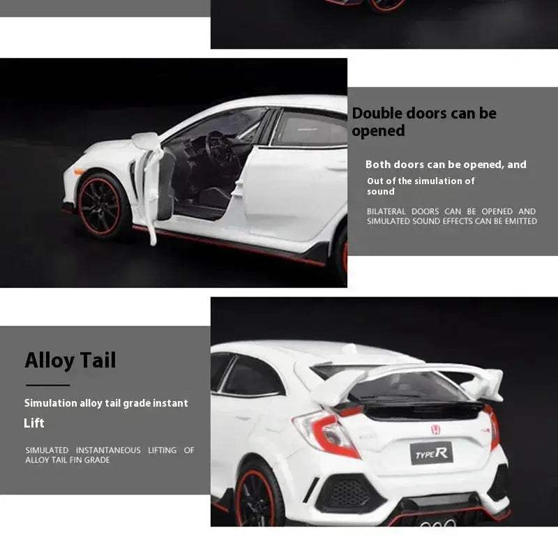 Honda Civic Type R Diecast Model Car With Sound And Light For Collectors - ToylandEU