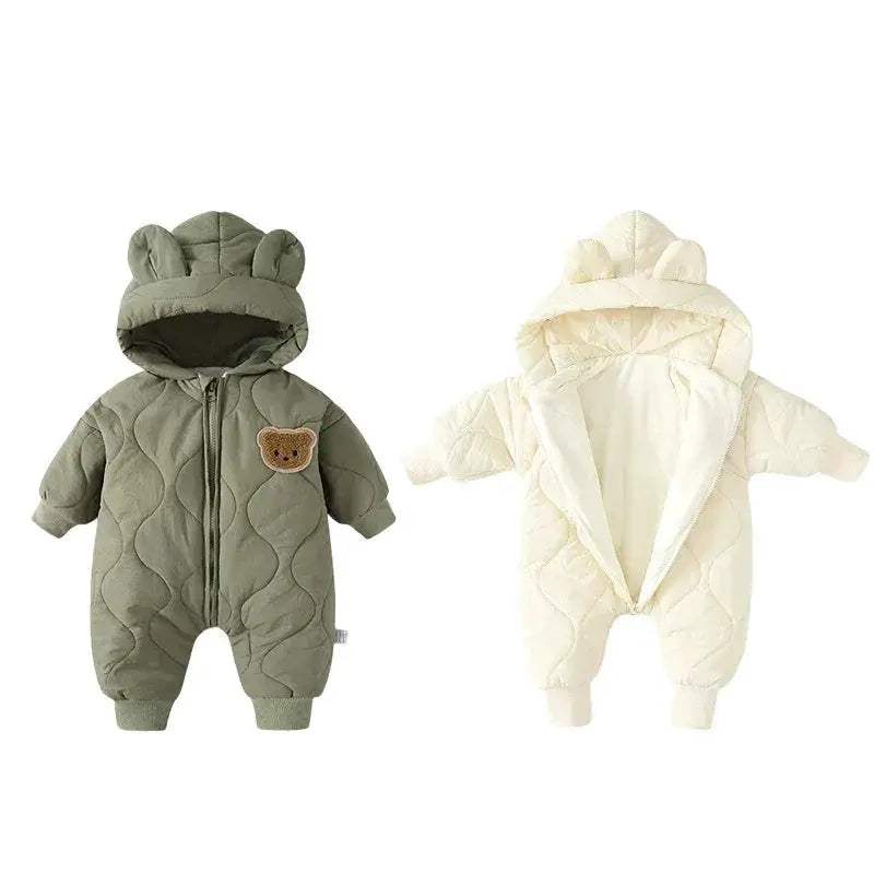 Hooded Fleece Baby Rompers Unisex For Newborns Warm - ToylandEU