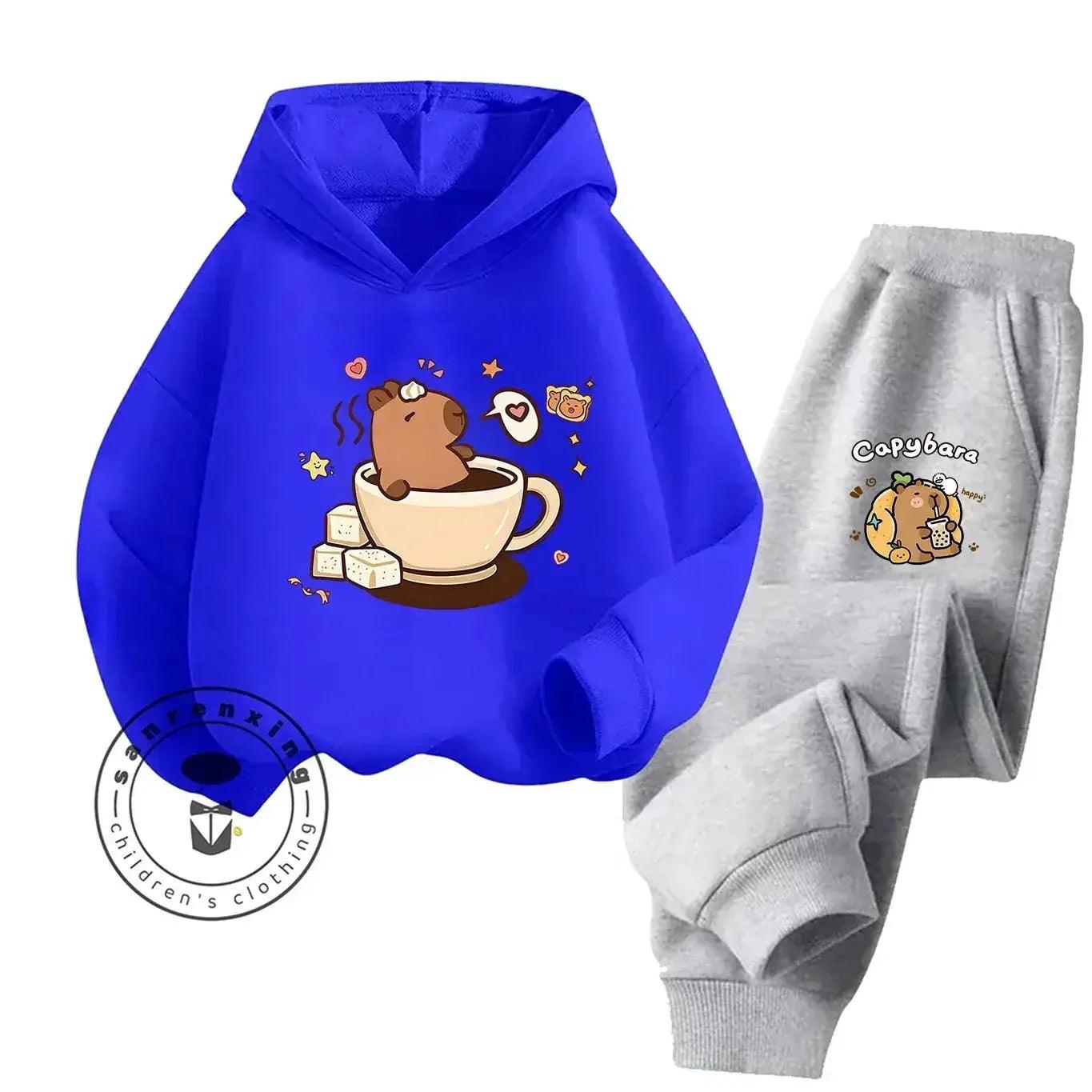  2D Capybara Hoodie Set 2025 New Print Cartoon Fashion Casual Kids Teens Boys Girls Hot Sale Autumn Winter -  ToylandEU™