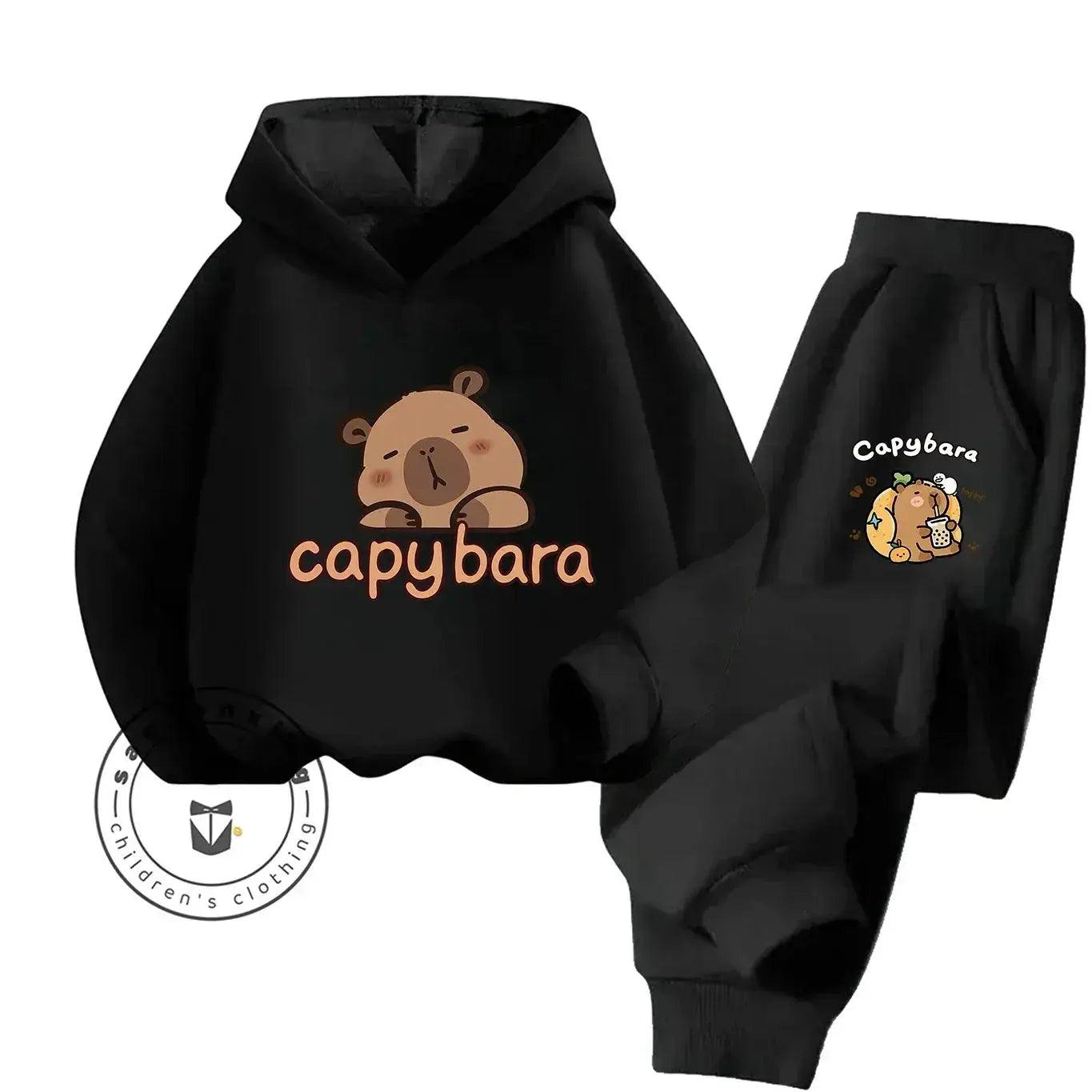  2D Capybara Hoodie Set 2025 New Print Cartoon Fashion Casual Kids Teens Boys Girls Hot Sale Autumn Winter -  ToylandEU™