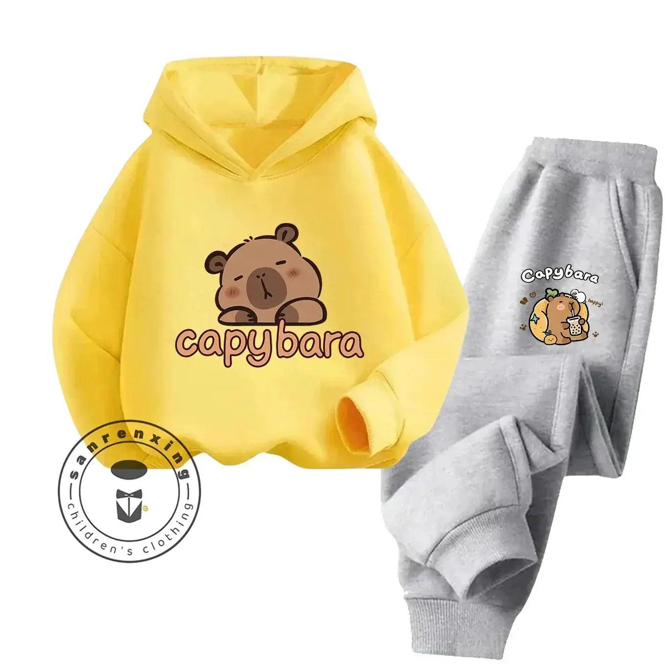  2D Capybara Hoodie Set 2025 New Print Cartoon Fashion Casual Kids Teens Boys Girls Hot Sale Autumn Winter -  ToylandEU™