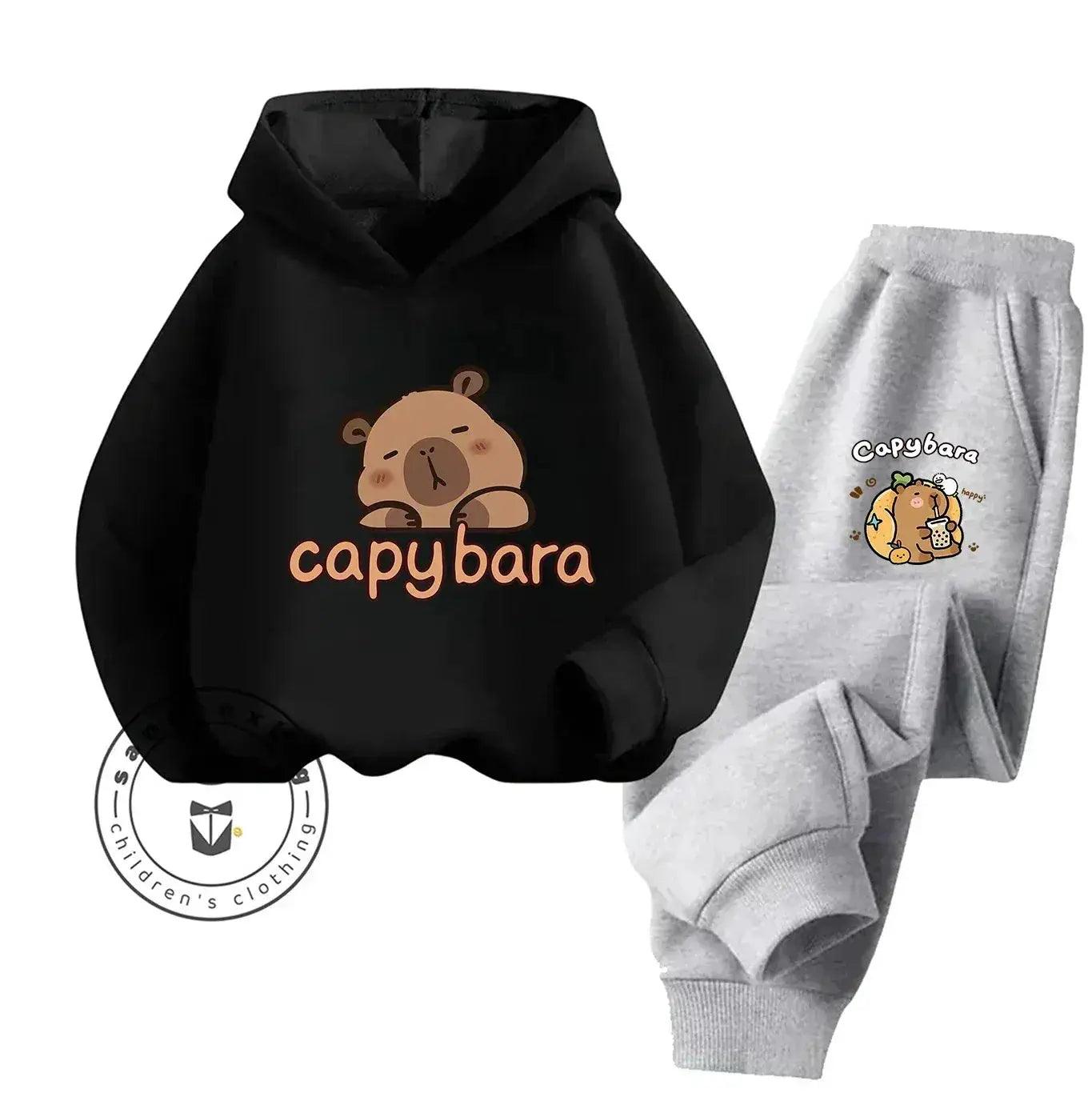  2D Capybara Hoodie Set 2025 New Print Cartoon Fashion Casual Kids Teens Boys Girls Hot Sale Autumn Winter -  ToylandEU™